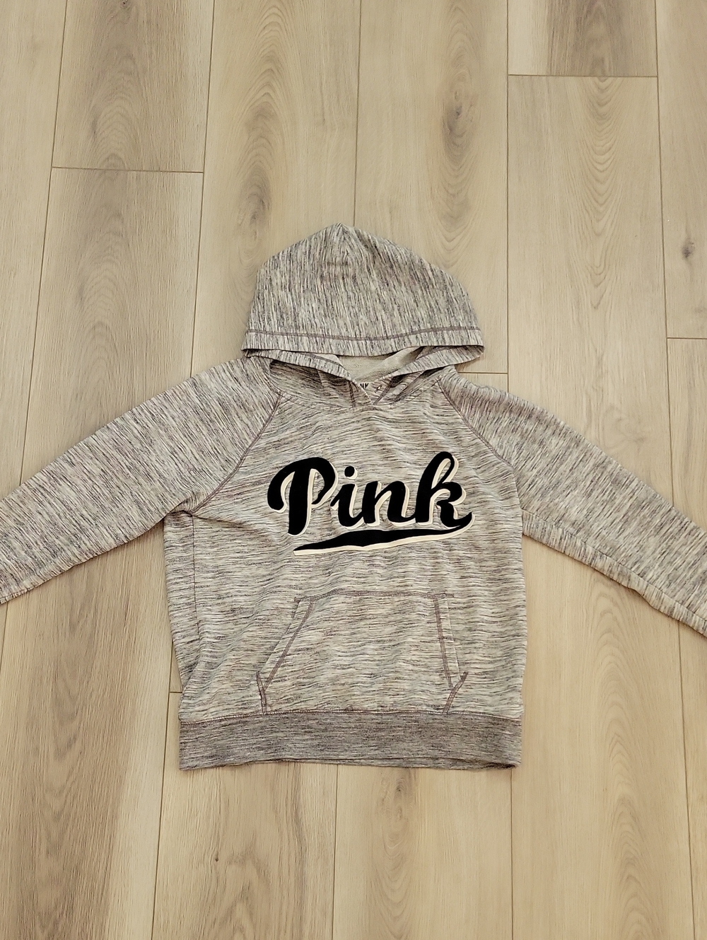 PINK Victoria's Secret Kids Heathered Gray Hoodie with Black Logo